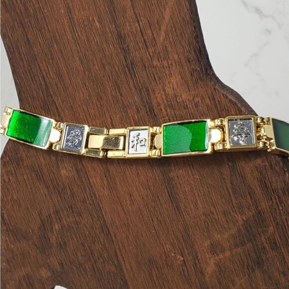 ASIAN Enameled Link Bracelet Chinese Jewelry - Picture 2 of 7